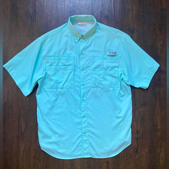 Columbia Other - Columbia PFG Short Sleeve Vented Fishing Button Down Shirt Blue Small